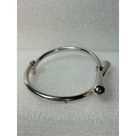 SOLD! Vintage Mexico 925 Sterling Silver Bypass Design Bangle Bracelet 6.75” - Picture 6 of 10